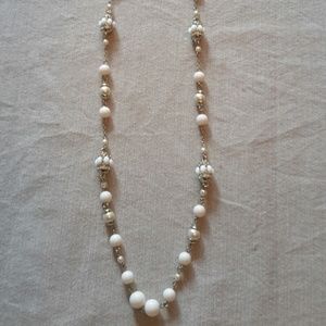 Ann Taylor Loft  White and Gold Necklace